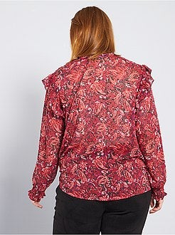 Blusa a ponto cheio e folhos - Kiabi