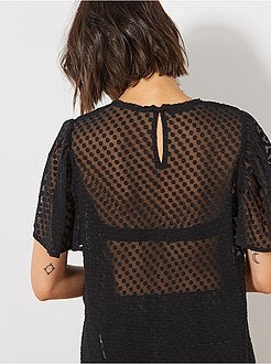 Blusa a ponto cheio e renda - Kiabi