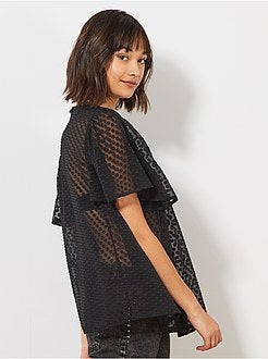 Blusa a ponto cheio e renda - Kiabi