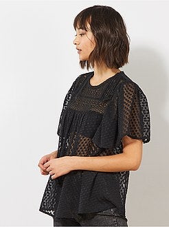 Blusa a ponto cheio e renda - Kiabi