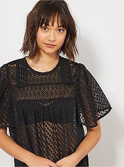 Blusa a ponto cheio e renda - Kiabi