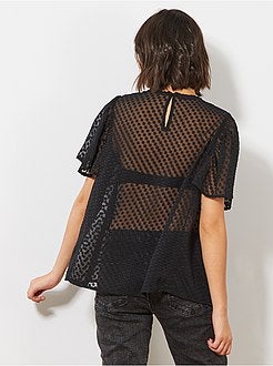 Blusa a ponto cheio e renda - Kiabi