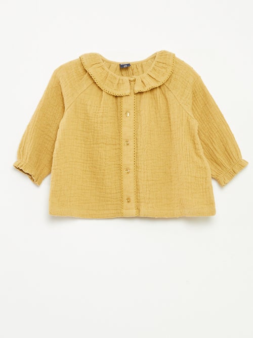 Blusa a ponto cheio em gaze de algodão - Kiabi
