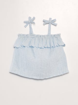Blusa a ponto cheio em gaze de algodão