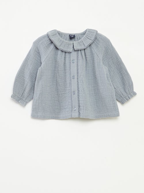 Blusa a ponto cheio em gaze de algodão - Kiabi