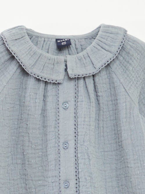 Blusa a ponto cheio em gaze de algodão - Kiabi