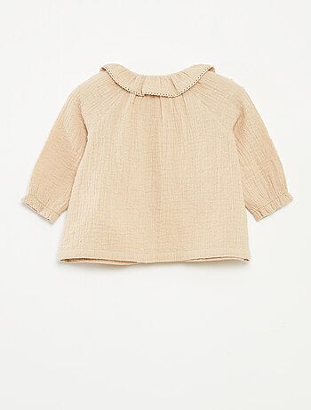 Blusa a ponto cheio em gaze de algodão
