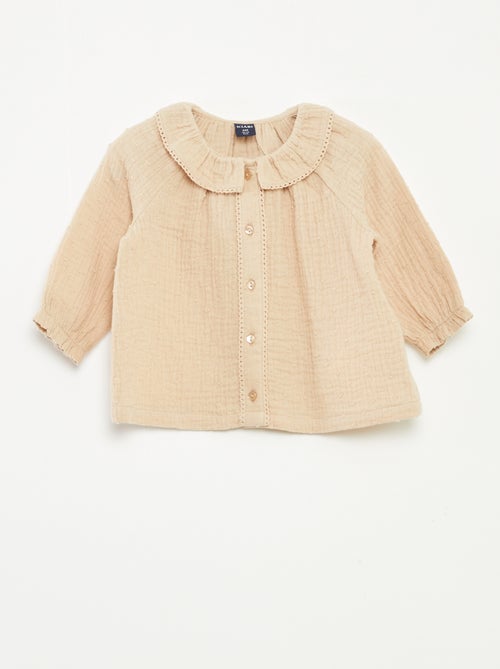 Blusa a ponto cheio em gaze de algodão - Kiabi