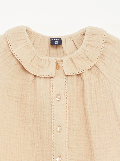 Blusa a ponto cheio em gaze de algodão - Kiabi