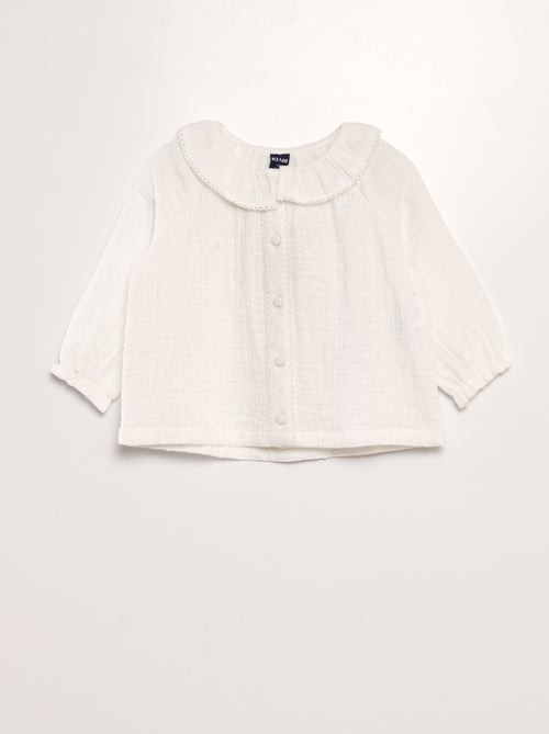 Blusa a ponto cheio em gaze de algodão - Kiabi