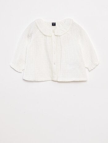 Blusa a ponto cheio em gaze de algodão