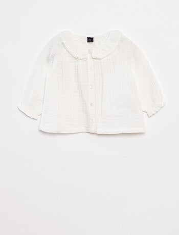 Blusa a ponto cheio em gaze de algodão