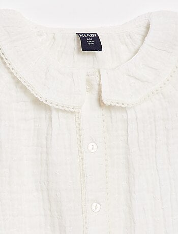 Blusa a ponto cheio em gaze de algodão
