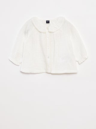 Blusa a ponto cheio em gaze de algodão