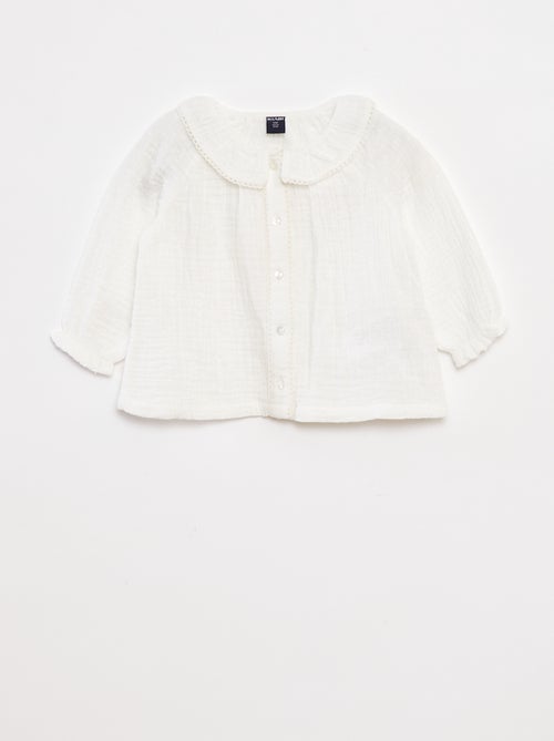 Blusa a ponto cheio em gaze de algodão - Kiabi