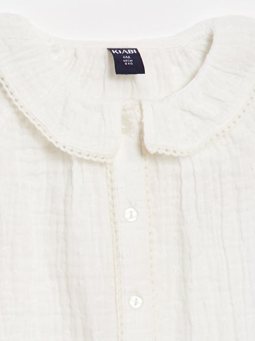 Blusa a ponto cheio em gaze de algodão - Kiabi