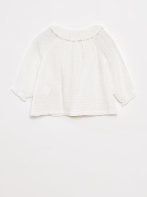 Blusa a ponto cheio em gaze de algodão - Kiabi