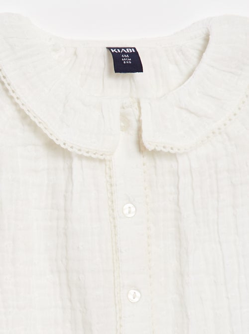 Blusa a ponto cheio em gaze de algodão - Kiabi