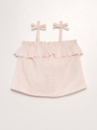Blusa a ponto cheio em gaze de algodão