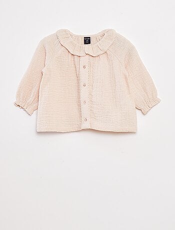Blusa a ponto cheio em gaze de algodão
