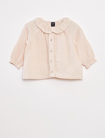 Blusa a ponto cheio em gaze de algodão