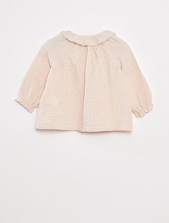 Blusa a ponto cheio em gaze de algodão