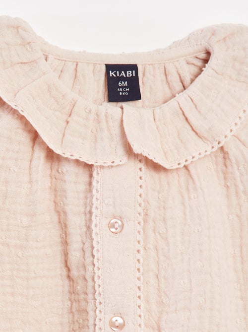 Blusa a ponto cheio em gaze de algodão - Kiabi