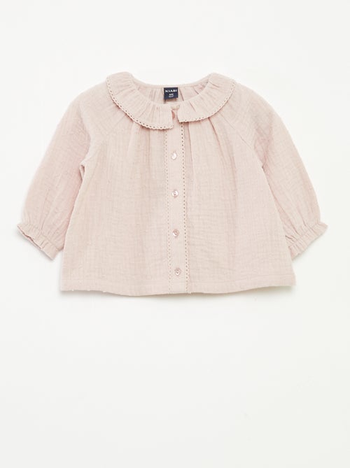 Blusa a ponto cheio em gaze de algodão - Kiabi