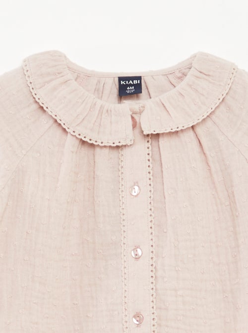 Blusa a ponto cheio em gaze de algodão - Kiabi