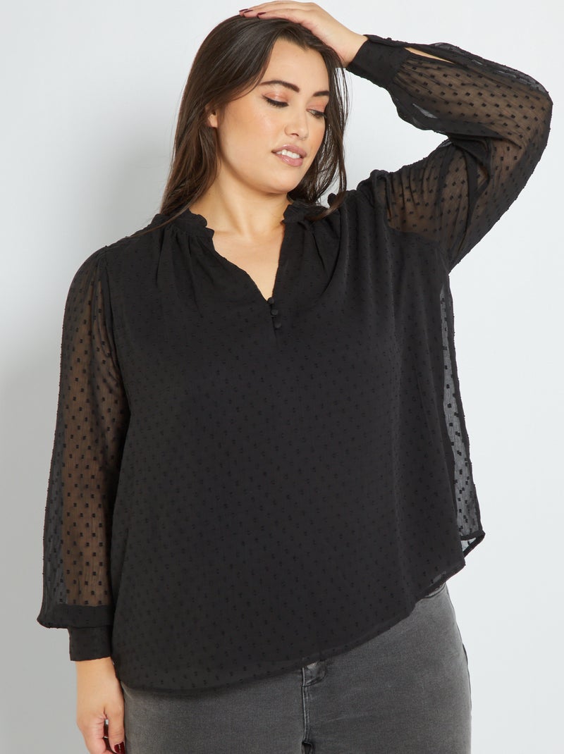 Blusa a ponto cheio Preto - Kiabi