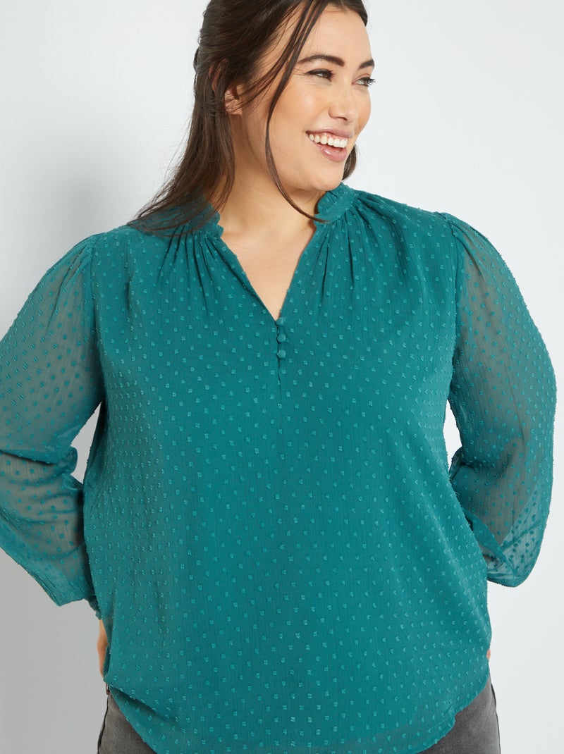 Blusa a ponto cheio VERDE - Kiabi