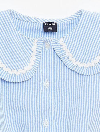 Blusa à riscas de popelina com gola Claudine