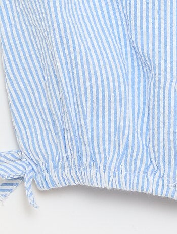 Blusa à riscas de popelina com gola Claudine