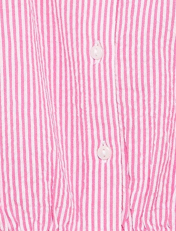 Blusa à riscas de popelina com gola Claudine