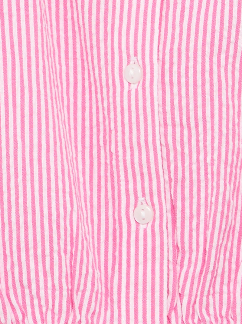 Blusa à riscas de popelina com gola Claudine Rosa - Kiabi