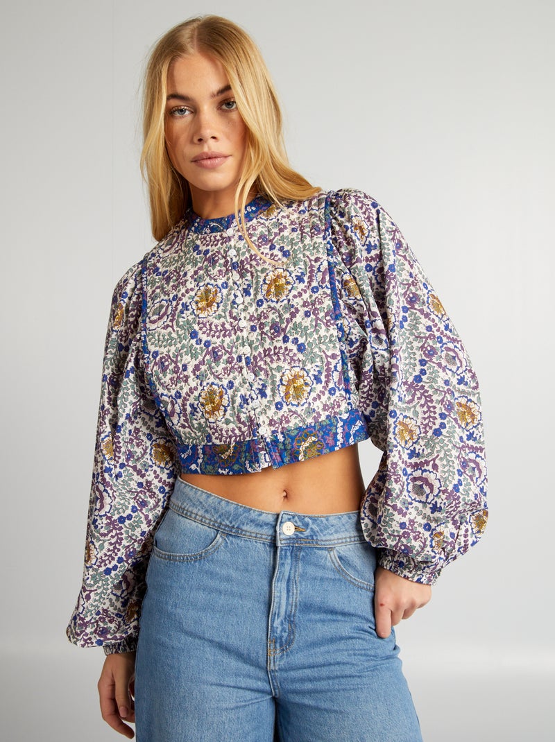 Blusa acolchoada florida AZUL - Kiabi