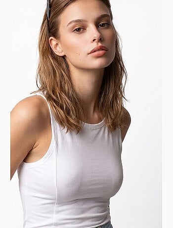 Blusa ajustada sem mangas com gola careca mixray