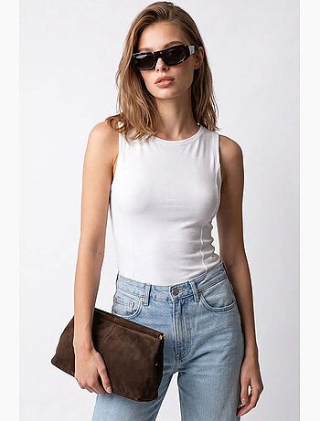 Blusa ajustada sem mangas com gola careca mixray