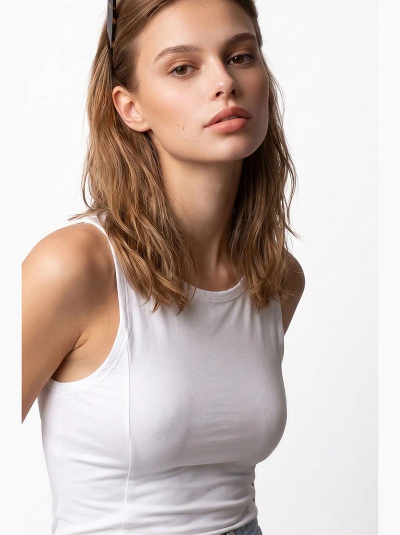 Blusa ajustada sem mangas com gola careca mixray Branco - Kiabi