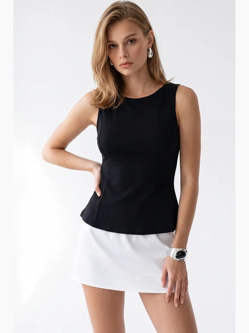 Blusa ajustada sem mangas com gola careca mixray - Kiabi Blusa ajustada sem mangas com gola careca mixray - Kiabi