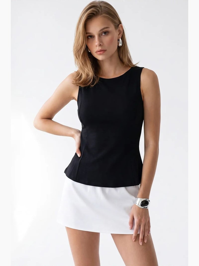 Blusa ajustada sem mangas com gola careca mixray Preto - Kiabi