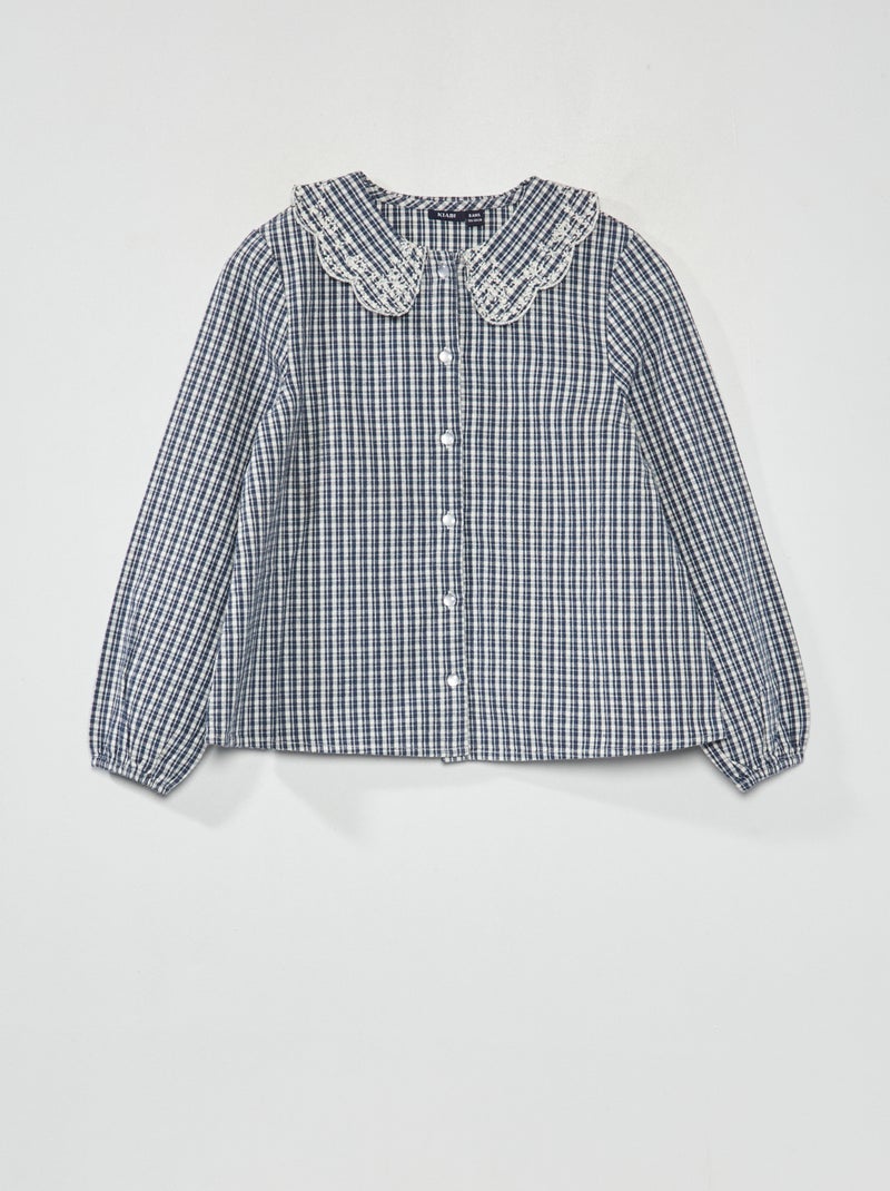 Blusa aos quadrados AZUL - Kiabi