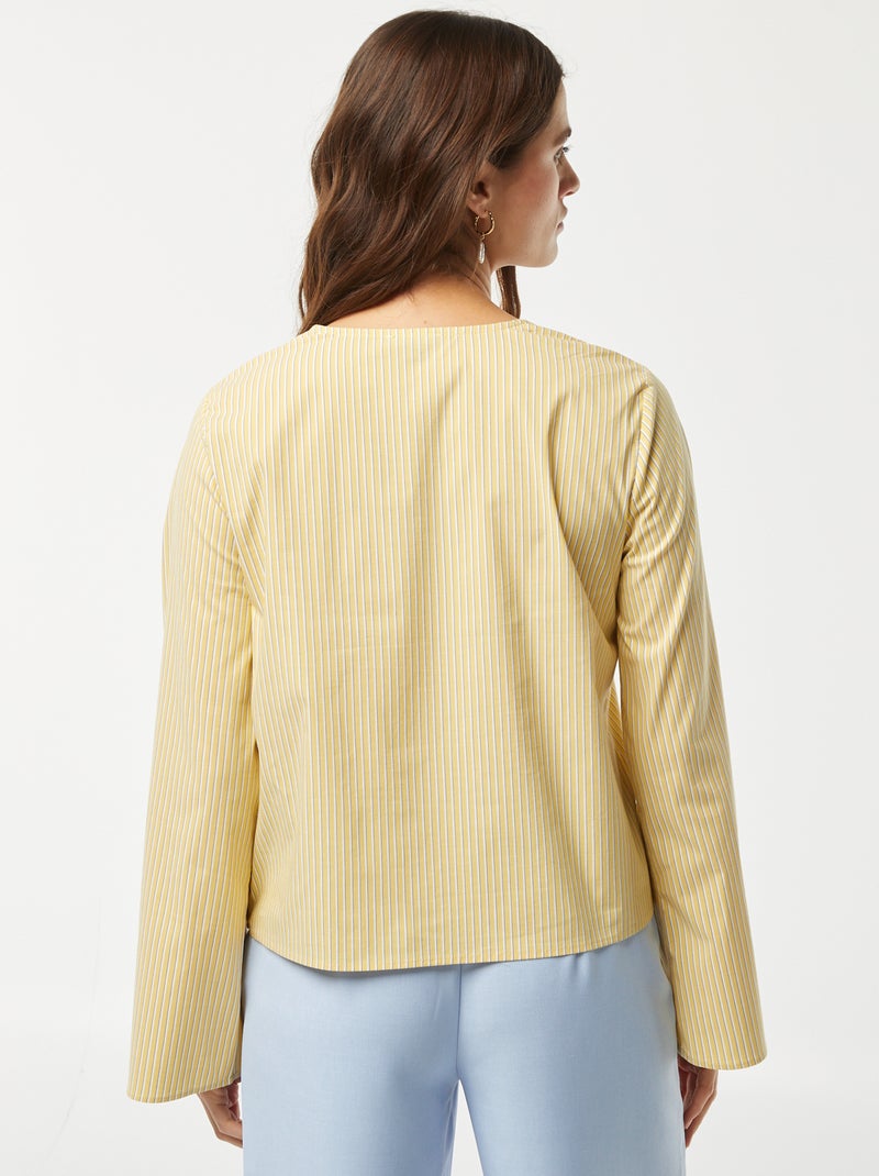 Blusa às riscas com atilhos para atar AMARELO - Kiabi