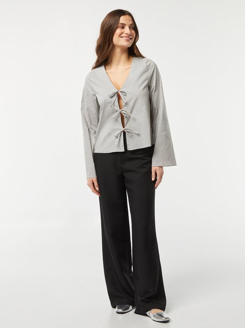 Blusa às riscas com atilhos para atar - Kiabi