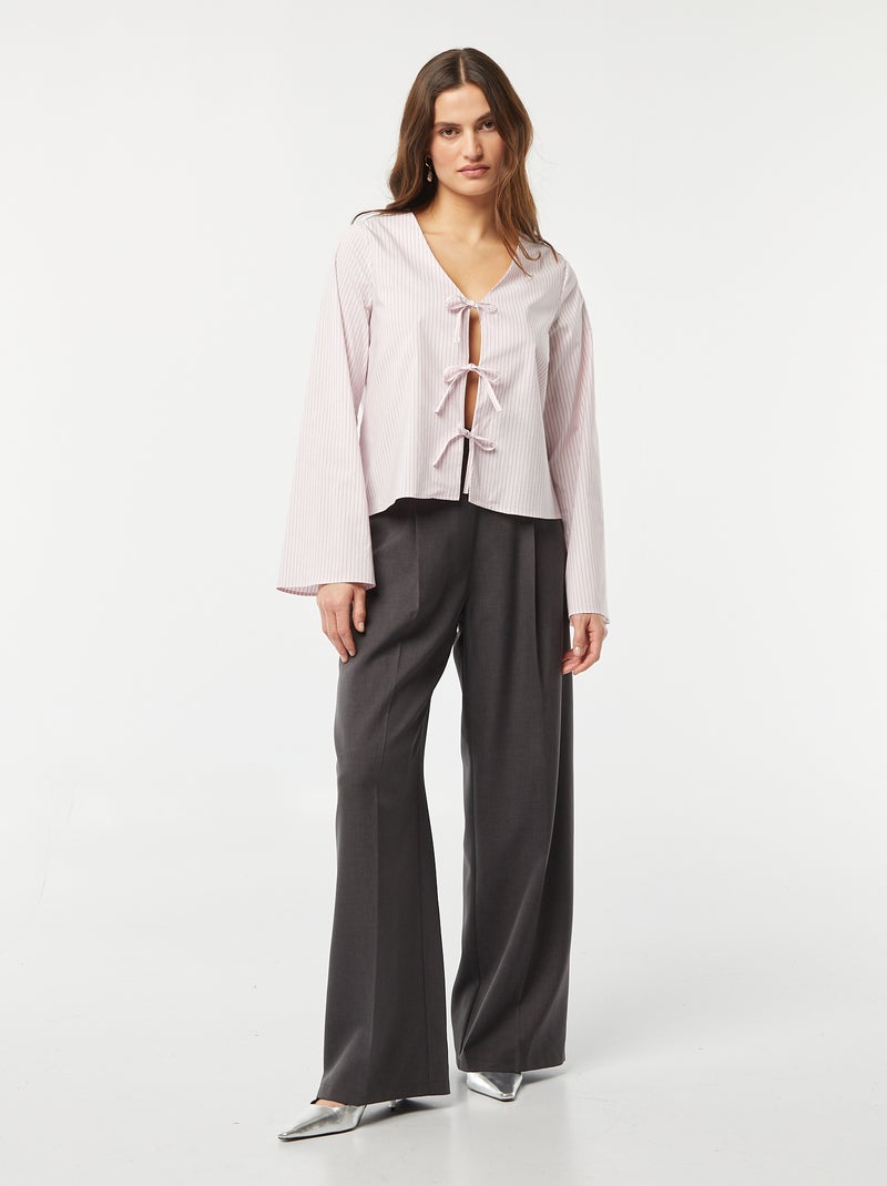 Blusa às riscas com atilhos para atar Rosa - Kiabi