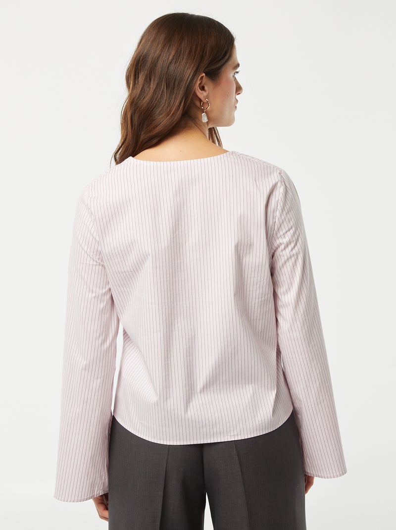 Blusa às riscas com atilhos para atar Rosa - Kiabi