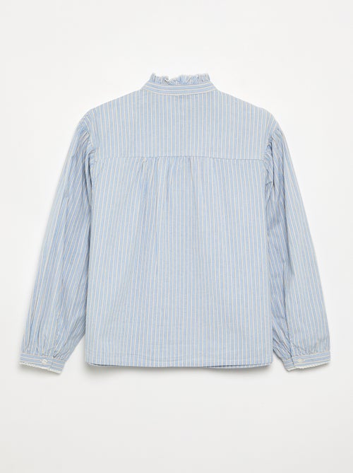 Blusa às riscas com gola fantasia - Kiabi