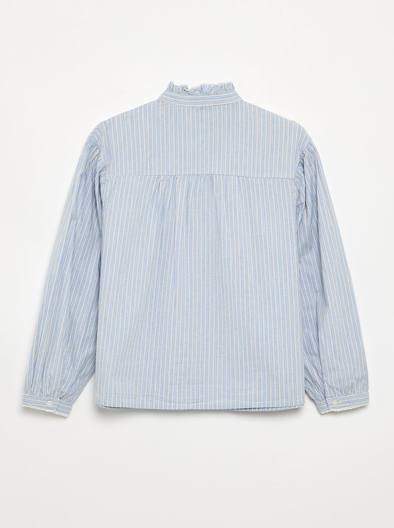 Blusa às riscas com gola fantasia Azul - Kiabi