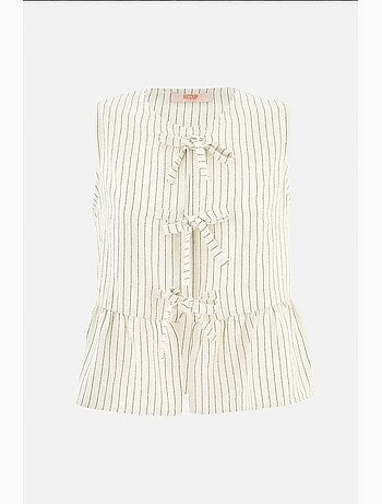 Blusa às riscas com gola redonda e sem mangas hiccup