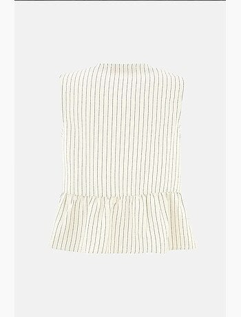 Blusa às riscas com gola redonda e sem mangas hiccup